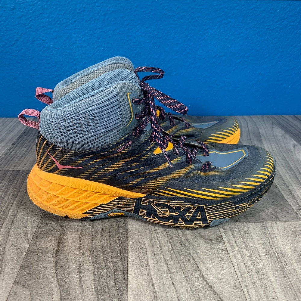 Hoka One One Speedgoat 2 Mid GTX Women's Size 10 Hiking Boots Blue Yellow